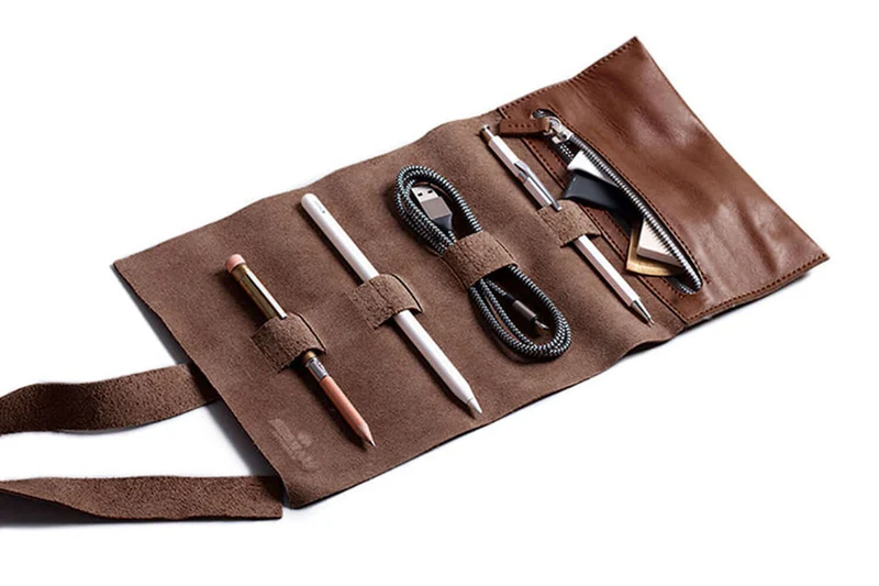 Mini Zip Leather Rollup Cord & Tools Wrap