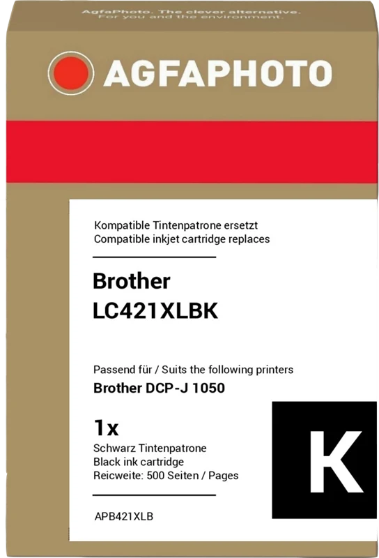 Agfa Photo XL Druckerpatrone kompatibel mit Brother LC421XLBK XL Schwarz