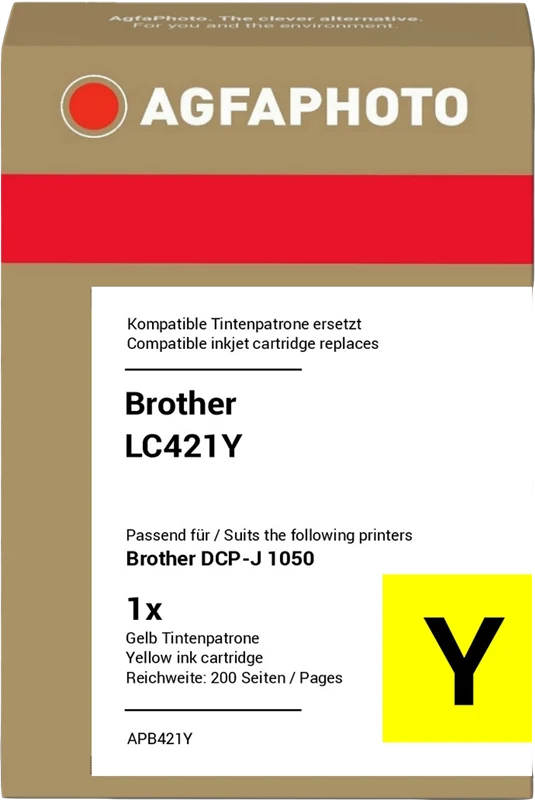 Agfa Photo Druckerpatrone kompatibel mit Brother LC421Y Gelb