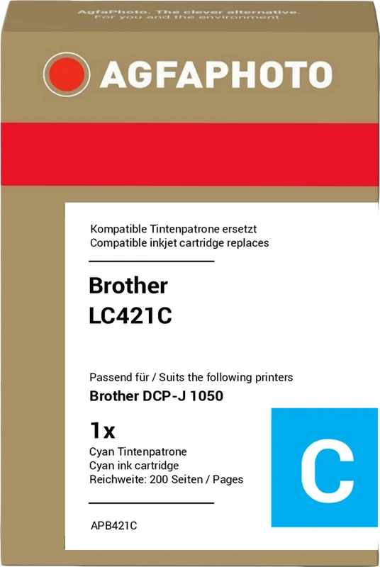 Agfa Photo Druckerpatrone kompatibel mit Brother LC421C Cyan