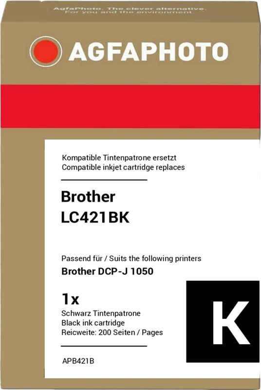 Agfa Photo Druckerpatrone kompatibel mit Brother LC421BK Schwarz