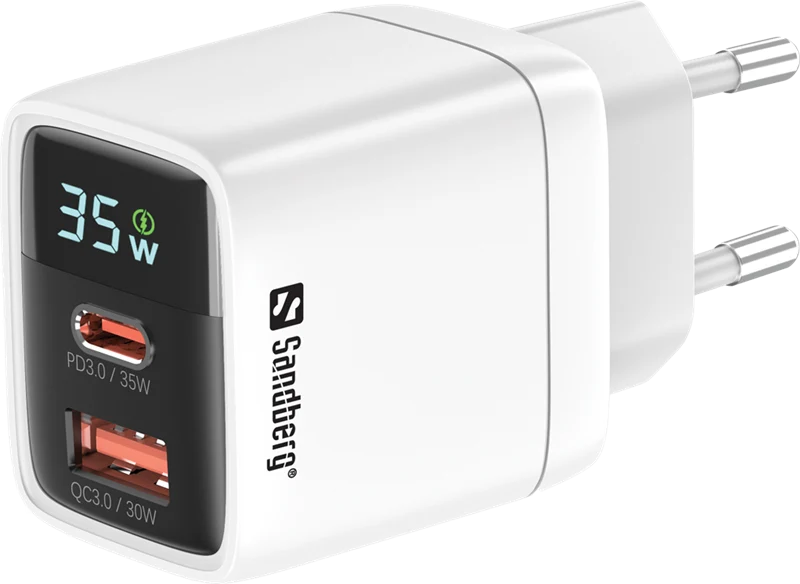Sandberg 2in1 USB-C/A Schnellladeadapter 35W Weiss