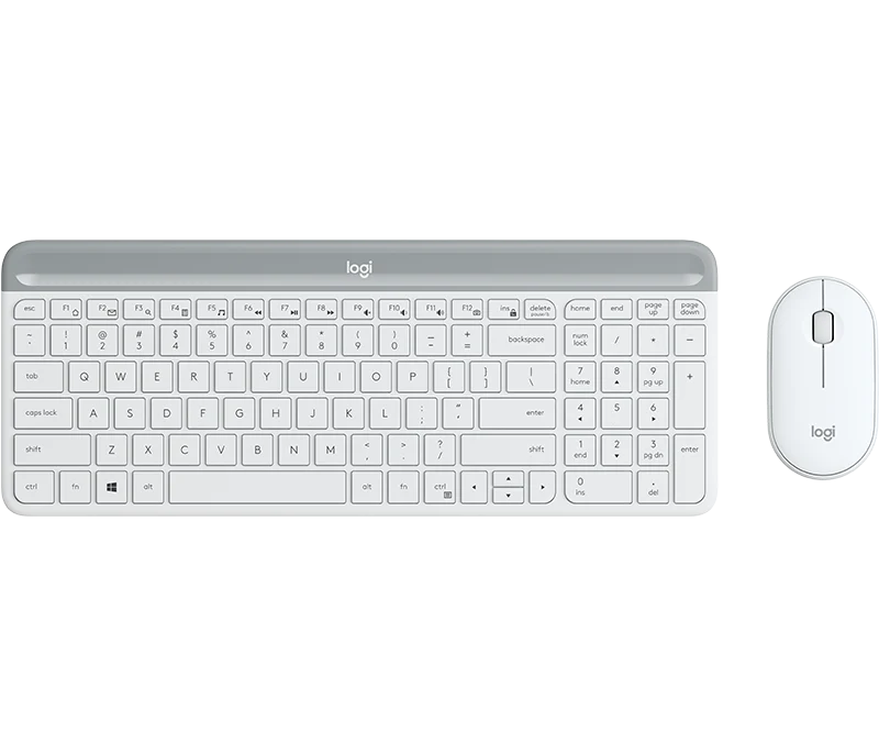 Logitech MK470 Slim kabelloses Tastatur-Maus-Set Weiss