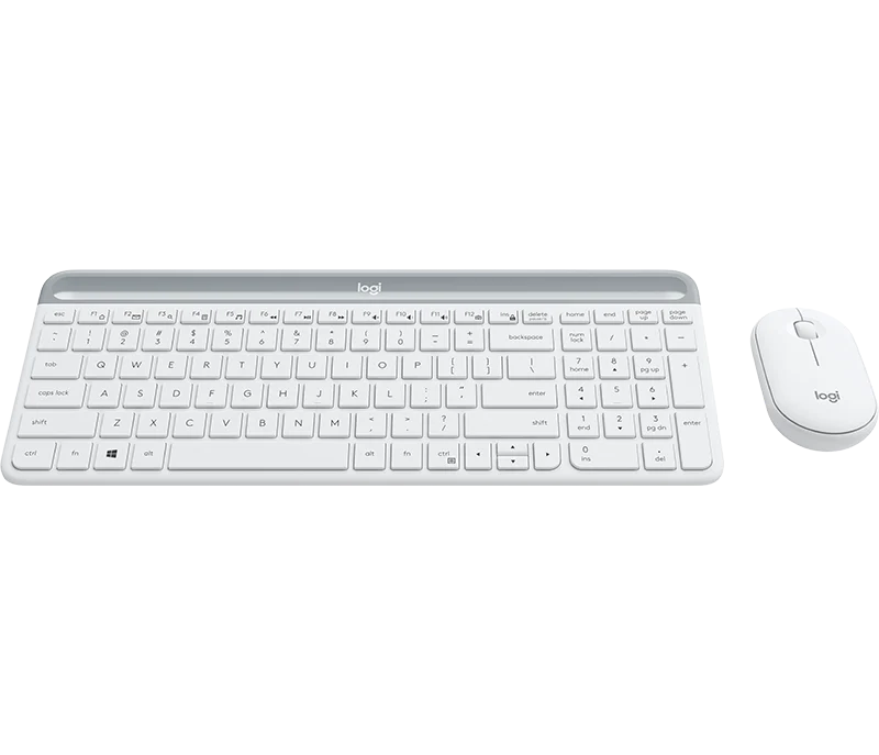 Logitech MK470 Slim kabelloses Tastatur-Maus-Set Weiss