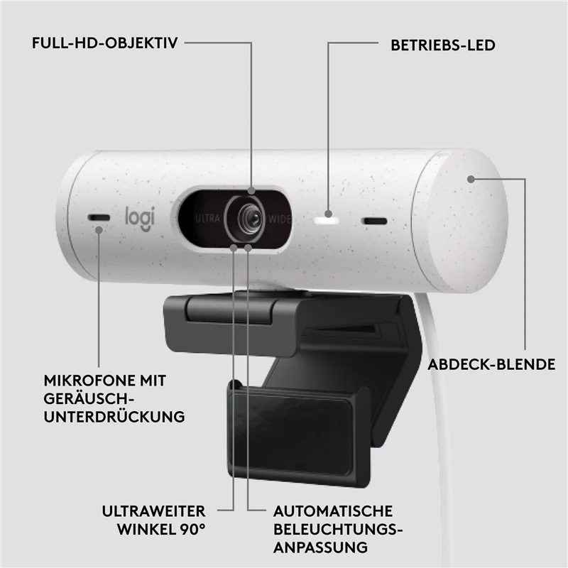 Logitech BRIO 500 - Full-HD-Webcam Weiss