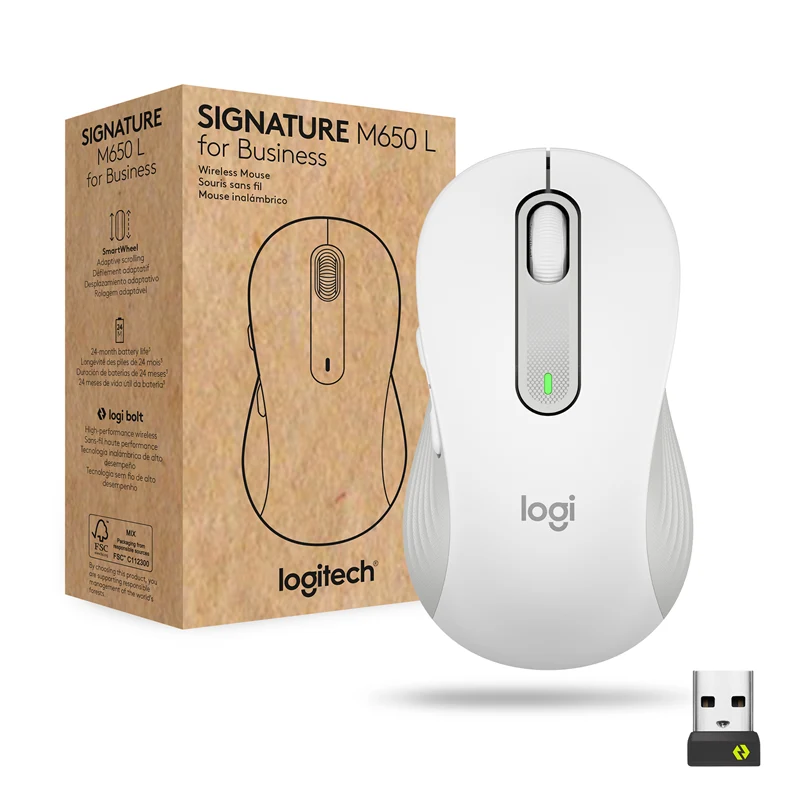 Logitech Signature M650 L Kabellose Maus for Business Weiss