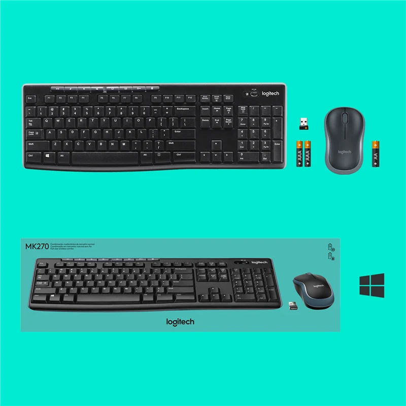 Logitech MK270 kabelloses Tastatur-Maus-Set QWERTY US-int EER Schwarz