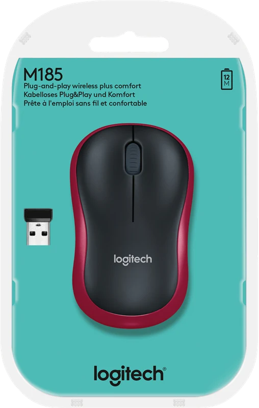 Logitech M185 kabellose Maus Rot