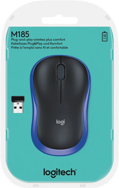 Logitech M185 kabellose Maus Blau