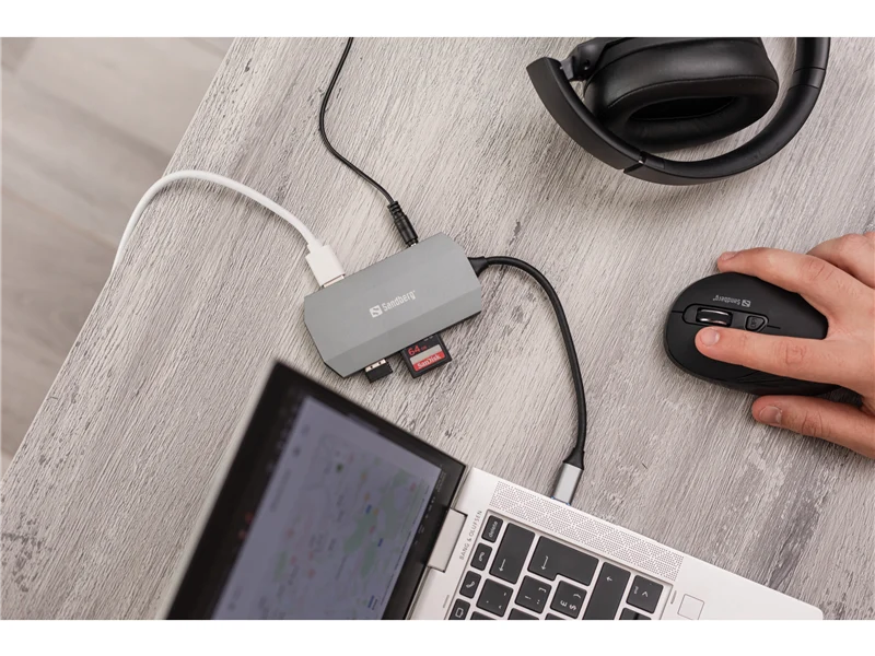 Sandberg Dockingstation USB-C 6in1 Travel grey
