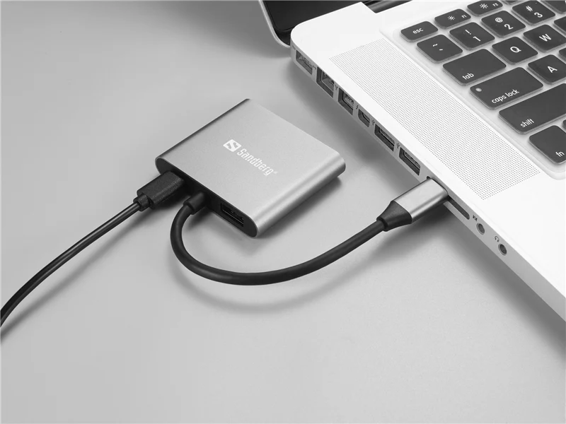 Sandberg Dockingstation USB-C, 2xHDMI+USB+PD Grau