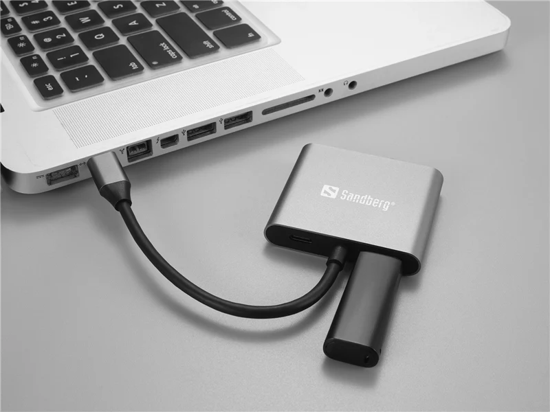 Sandberg Dockingstation USB-C, 2xHDMI+USB+PD Grau