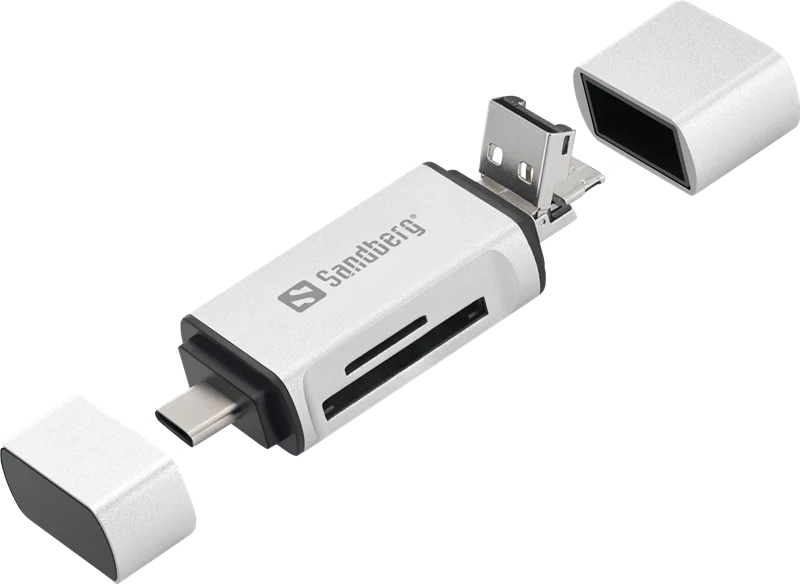 Sandberg Card Reader USB-C+USB+MicroUSB Silber