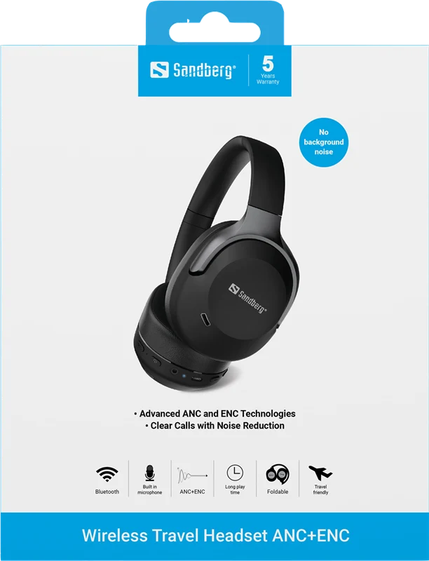 Sandberg Wireless Travel Headset ANC+ENC Schwarz