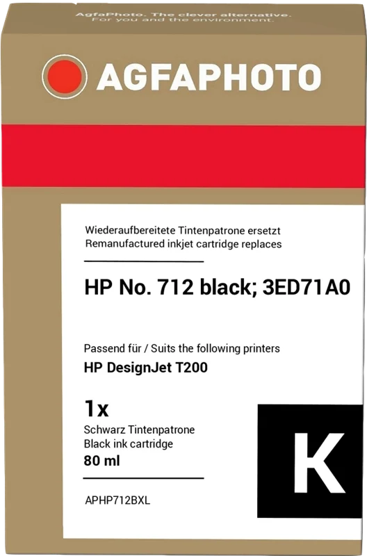 Agfa Photo XL Druckerpatrone kompatibel mit HP 712 XL Schwarz