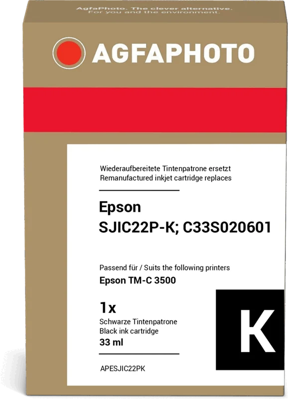 Agfa Photo Druckerpatrone kompatibel mit Epson SJIC22P-K Schwarz