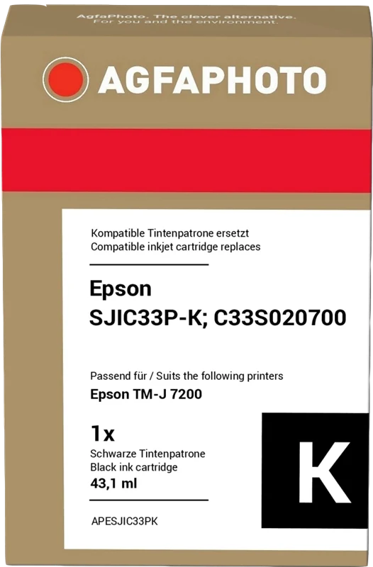 Agfa Photo Druckerpatrone kompatibel mit Epson SJIC33P(K) Schwarz