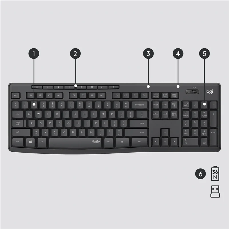Logitech MK295 Silent kabelloses Tastatur-Maus-Set graphite