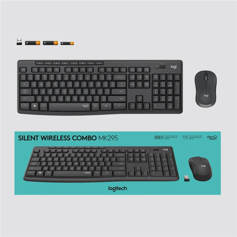 Logitech MK295 Silent kabelloses Tastatur-Maus-Set graphite