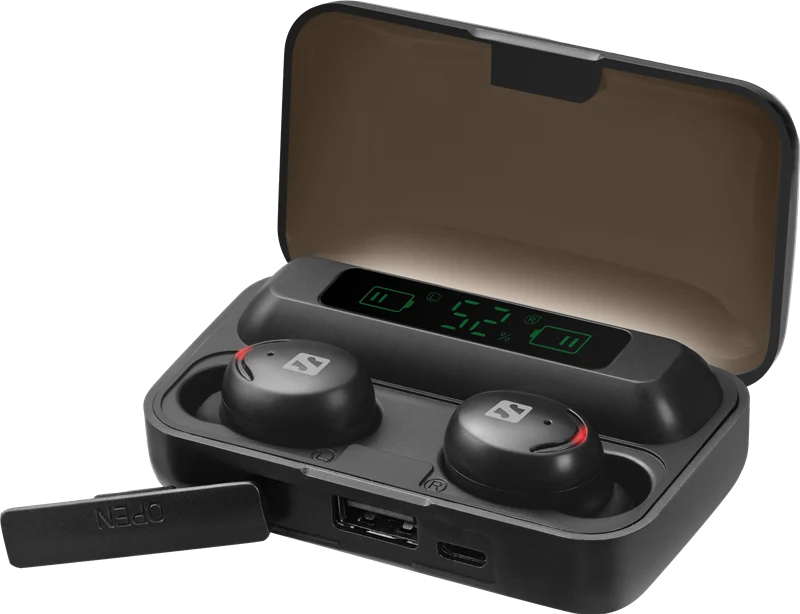 Sandberg Wireless Earbuds mit Mikrofon + Powerbank Schwarz