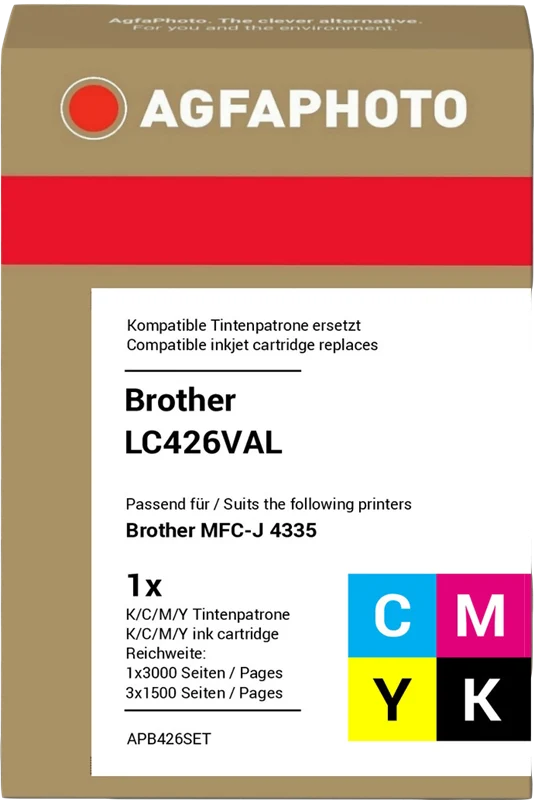 Agfa Photo Multipack kompatibel mit Brother LC-426 Multipack Schwarz Cyan Magenta Gelb
