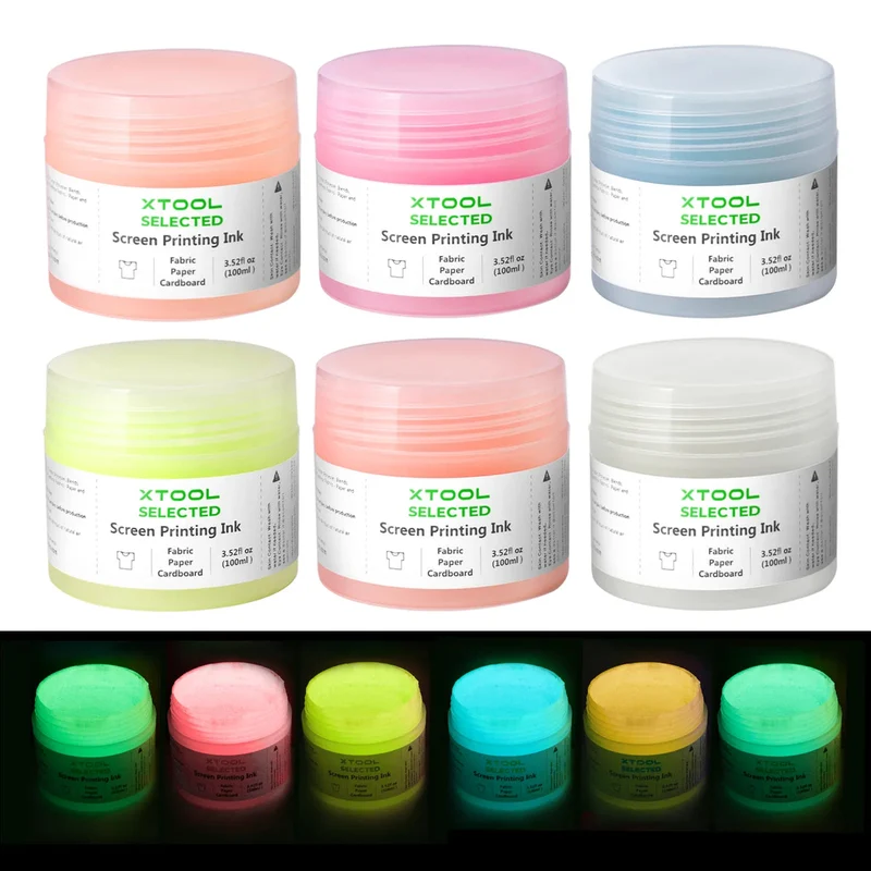 xTool Glow in The Dark Screen Printing Ink Set – 6 Farben