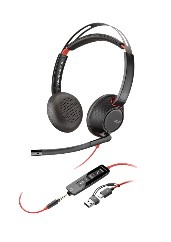 HP Poly Blackwire 5220 Stereo USB-C-Headset +3,5-mm-Stecker +USB-C/A-Adapter Schwarz