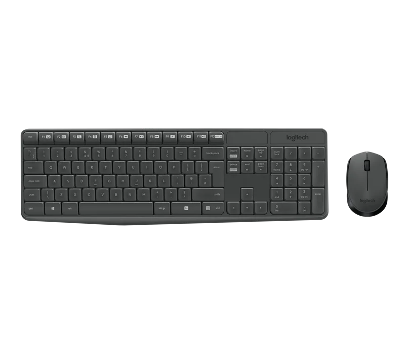 Logitech MK235 kabelloses Tastatur-Maus-Set Grau