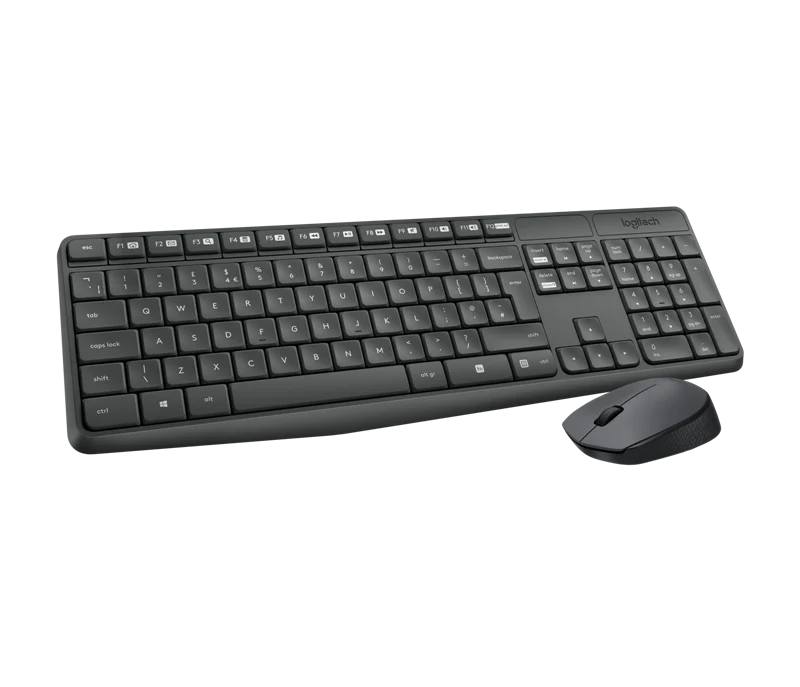 Logitech MK235 kabelloses Tastatur-Maus-Set Grau