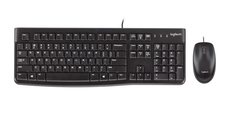 Logitech MK120 Tastatur-Maus-Set mit Kabel Schwarz