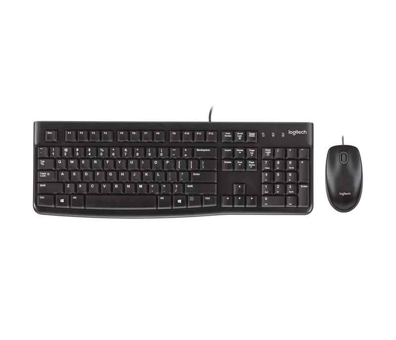 Logitech MK120 Tastatur-Maus-Set mit Kabel Schwarz