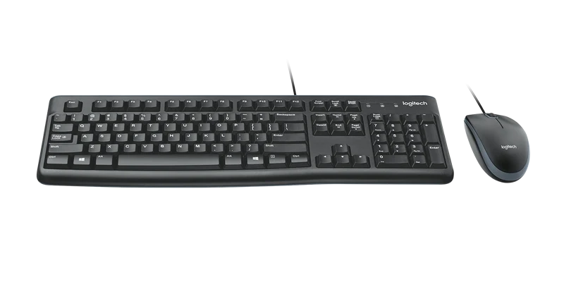 Logitech MK120 Tastatur-Maus-Set mit Kabel Schwarz