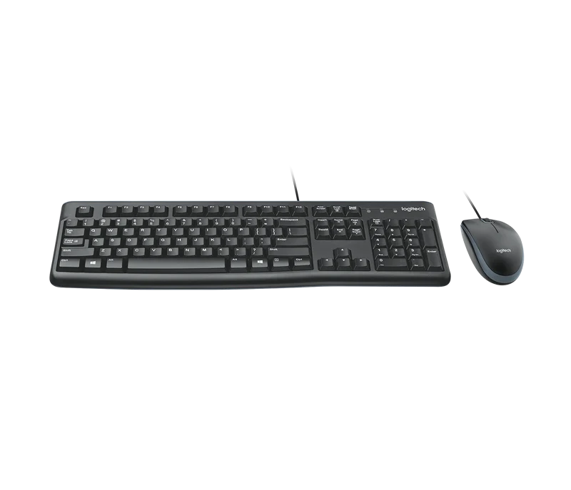 Logitech MK120 Tastatur-Maus-Set mit Kabel Schwarz