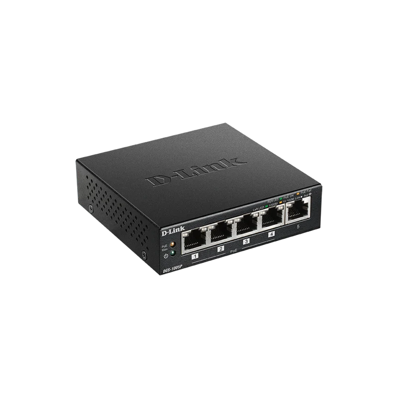 D-Link 5-Port Desktop Gigabit PoE+ Switch Schwarz