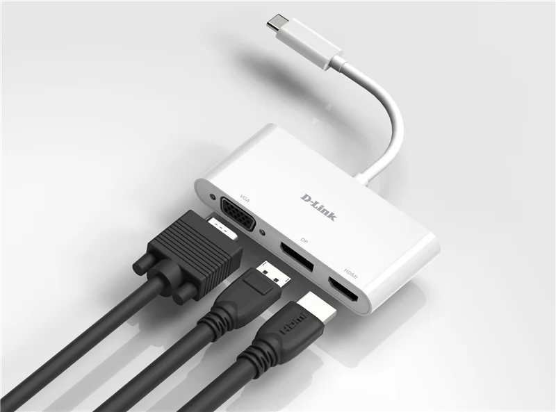 D-Link DUB-V310 USB-C 3-Port Video Adapter Weiss