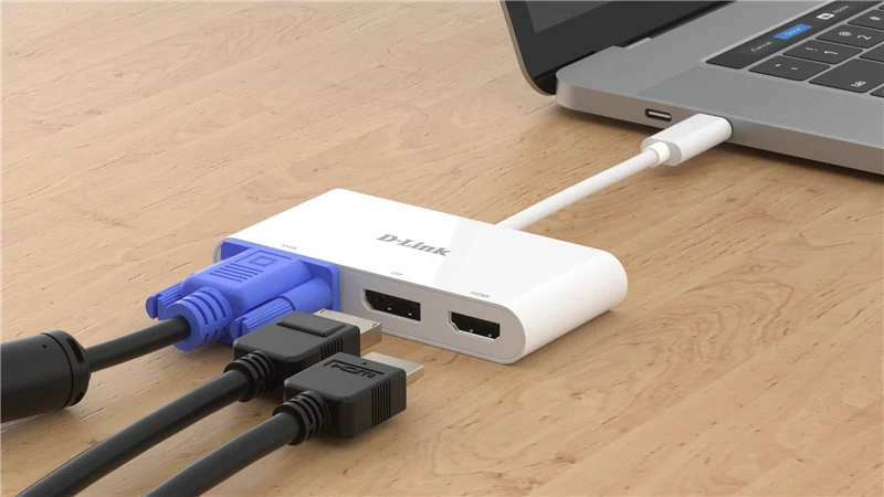 D-Link DUB-V310 USB-C 3-Port Video Adapter Weiss