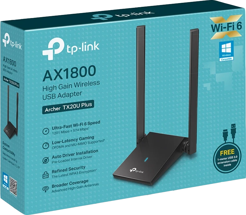 TP-Link AX1800-WLAN-USB-Adapter Schwarz