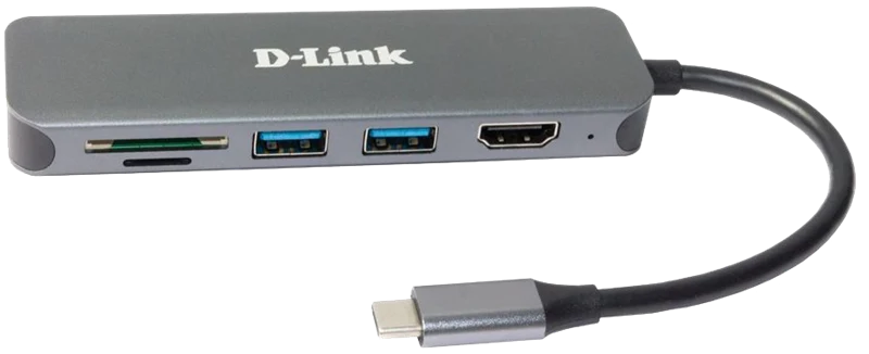 D-Link DUB-2327 6-In-1 USB-C Hub mit HDMI/Kartenleser/USB-C Ladeanschluss Grau