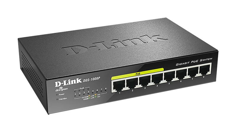 D-Link 8-Port Gigabit PoE Desktop Switch Schwarz