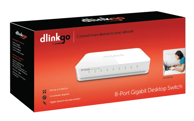 D-Link GO-SW-8G 8-Port Gigabit Easy Desktop Switch Weiss