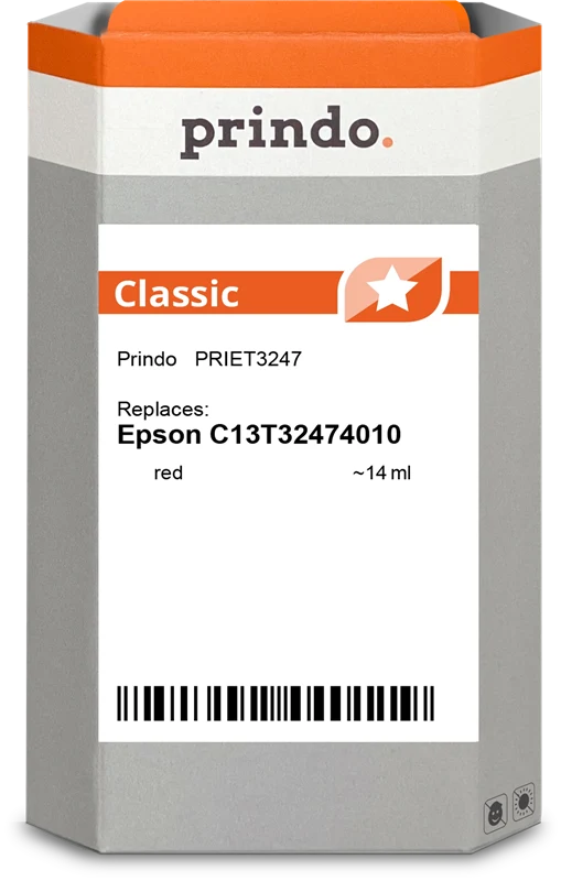 Prindo Classic Druckerpatrone kompatibel mit Epson T3247 Rot