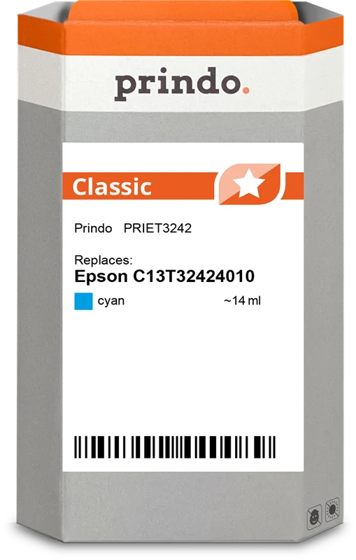 Prindo Classic Druckerpatrone kompatibel mit Epson T3242 Cyan