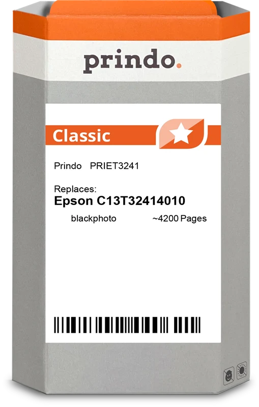 Prindo Classic Druckerpatrone kompatibel mit Epson T3241 Schwarz Foto
