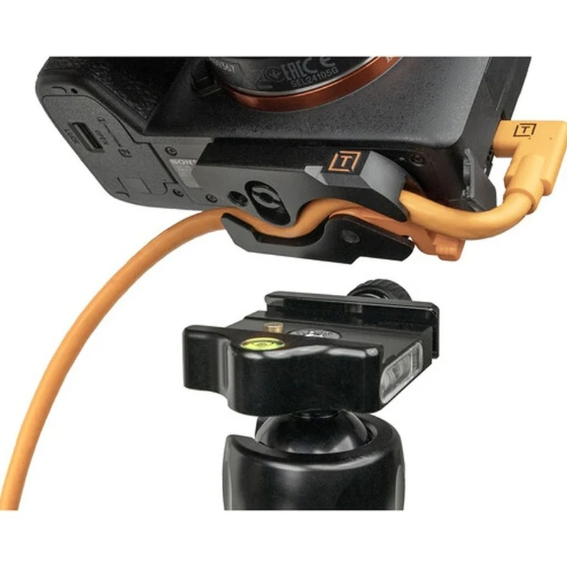 Tether Tools TetherGuard LeverLock & Kabelsatz, USB-C gerade auf USB-C gewinkelt, 9,4 m, hochsichtbares Orange