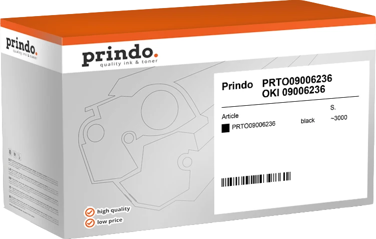 Prindo Classic Toner kompatibel mit OKI 09006236 Schwarz
