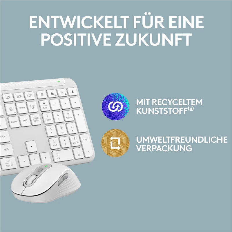 Logitech Signature Slim kabellose MK950 Tastatur-Maus-Set Weiss