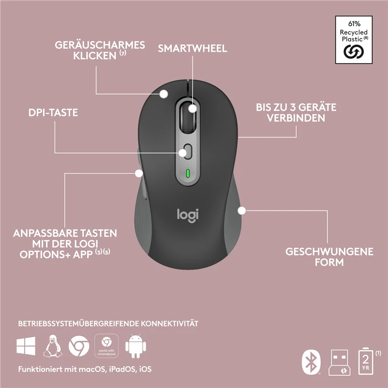 Logitech MK950 kabelloses Tastatur-Maus-Set graphite