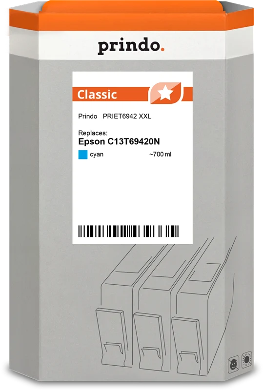 Prindo Classic XXL Druckerpatrone kompatibel mit Epson T6942 Cyan
