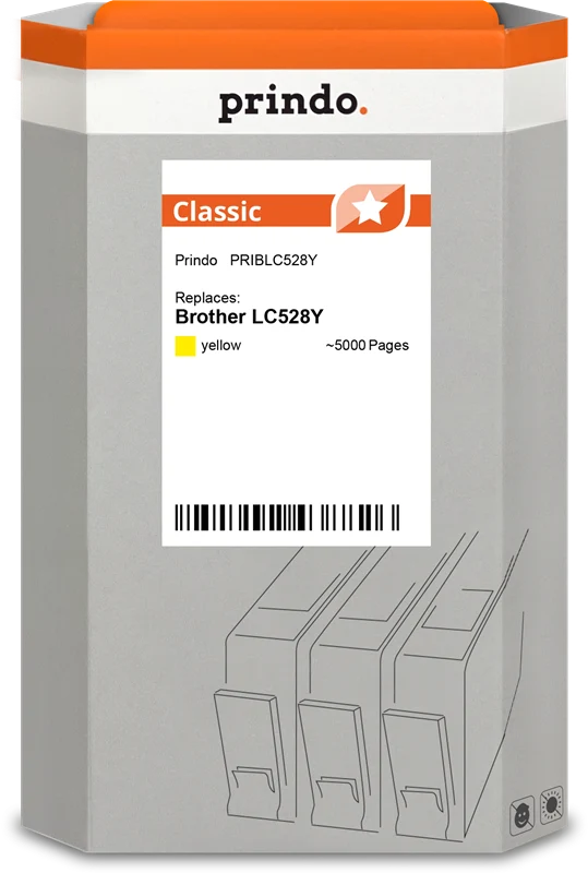 Prindo Classic Druckerpatrone kompatibel mit Brother LC528Y Gelb