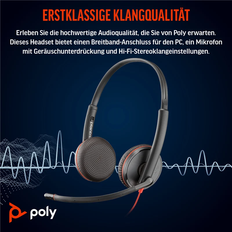 HP Poly Blackwire 3225 USB-C Headset Schwarz